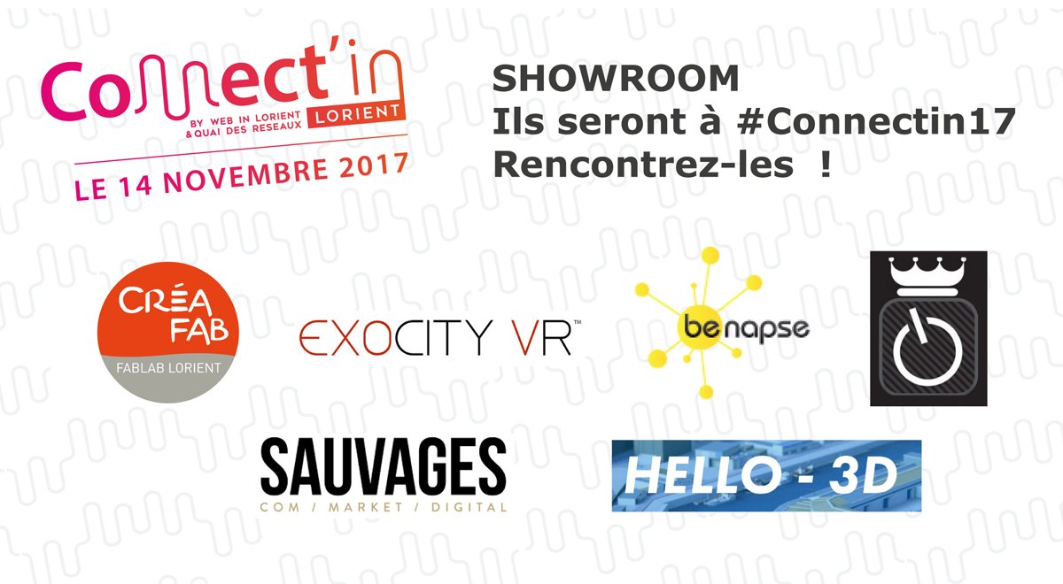 [Showroom ] Ils sont 26 à #connectin17 ! Savoir-faire #digital #motiondesign #marketing  C'est le moment de les rencontrer  !!!!
@CREAFABLorient , Exocity VR  <a href="/Benapse/">Benapse</a> , First Class Robotics <a href="/Agence_SAUVAGES/">Agence SAUVAGES</a> &amp; Hello 3D (4/4) connectin-lorient.fr/showroom/