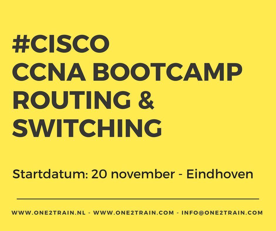 #Cisco #CCNA bootcamp in #Eindhoven, gaat gegarandeerd door! Laatste CCNA voor de lage promo prijs! Start 20 november, dus schrijf je snel in!
ow.ly/Fnru30gxalx