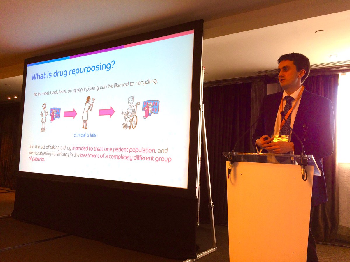 CNSdrughunter's tweet photo. . @RickSThomp explains how drug repurposing is the future of rare diseases and the focus of @findacure_fdn at the #wodceurope https://t.co/CRgFKe7vaH