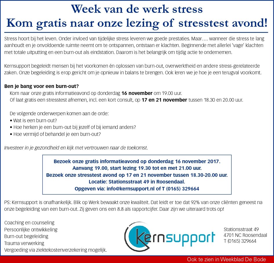 Kernsupport's tweet photo. Het is de week van de #werkstress. Kom naar @Kernsupport en pak je #stress aan https://t.co/VIg4dCJO7H