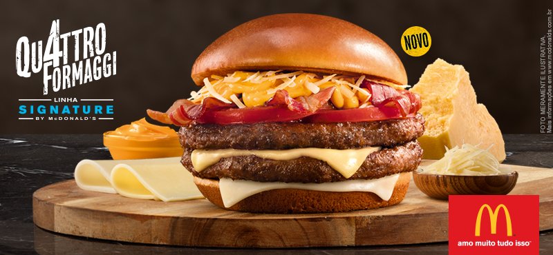 O #PrazerEmDescobrir a incrível combinação de quatro queijos inspirou o novo sanduíche da Linha Signature: Quattro Formaggi. bit.ly/Quattro_Formag…