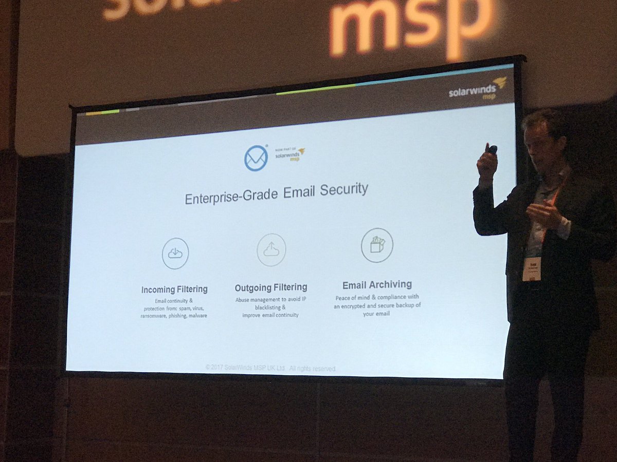 Nable's tweet photo. Inbound filtering, outbound filtering, and email archivingโSam Renkema is taking our partners through the enterprise-grade features of our latest product offering, #MailAssure. #EmpowerMSP #emailsecurity @SpamExperts https://t.co/B25SEywvqk