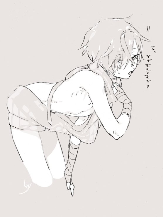 背面もというお声を頂きましたので描きました! 脇腹などを描きたいという欲望のせいで二枚とも襟を掴むポーズに… 