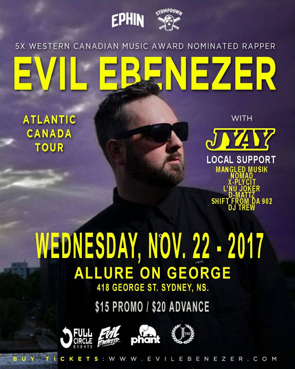 Opening for Evil E on Nov 22 in Sydney Nova Scotia