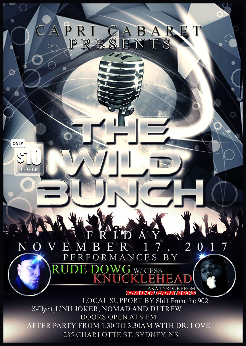 Opening for Rudedowg and Kucklehead on Nov 17 in Sydney Nova Scotia