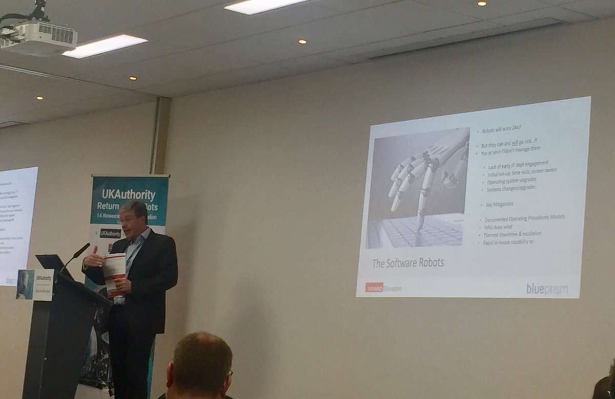 KatinkaSchaaf's tweet photo. Robots can get sick too, if they are not served and managed correctly! says Peter Flood from Vanad Enovation. ๐ค #ReturnOfTheBots #stayHuman #UkAuthority https://t.co/h7inCukXsn