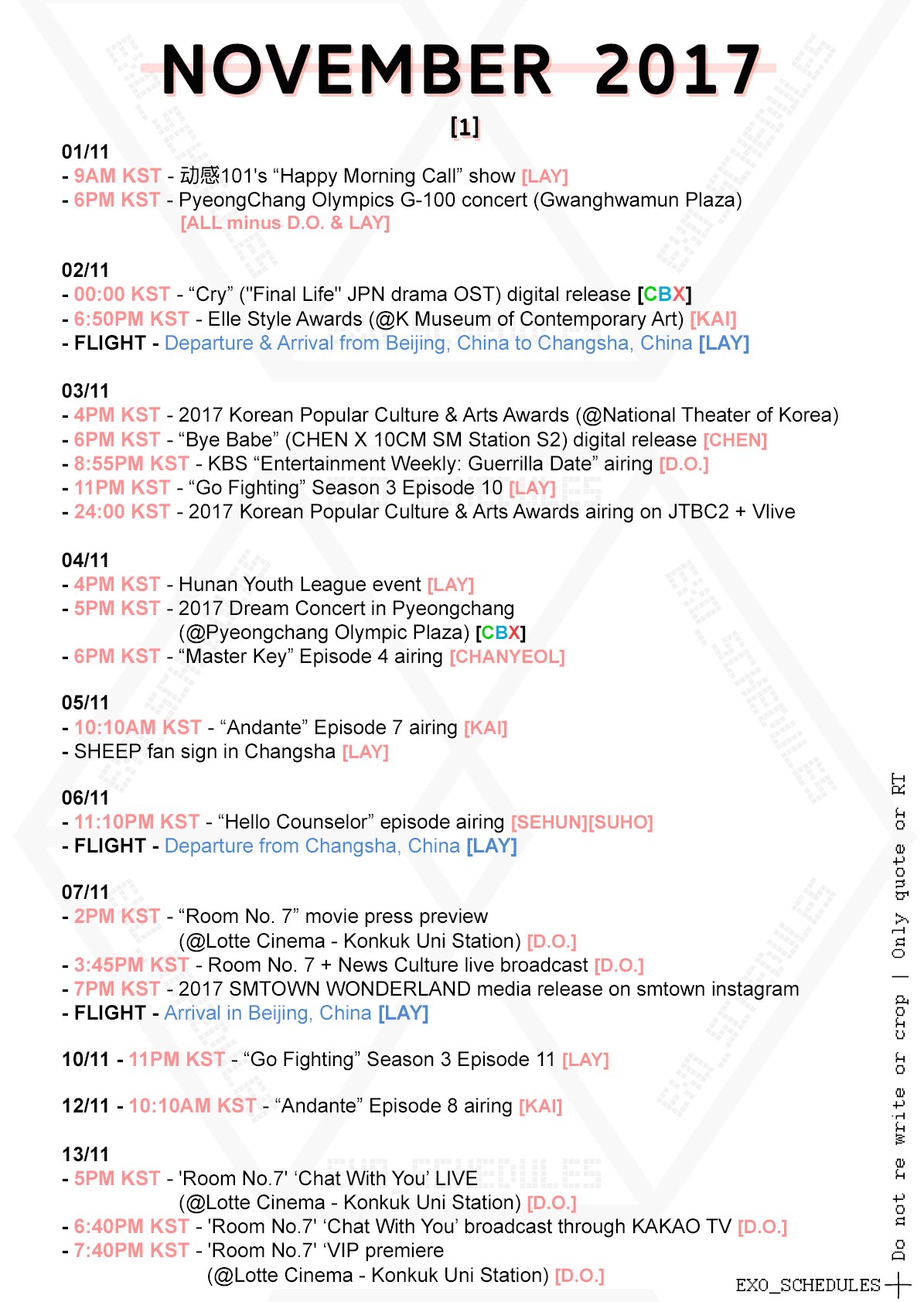 Exo Schedule Exo Schedule