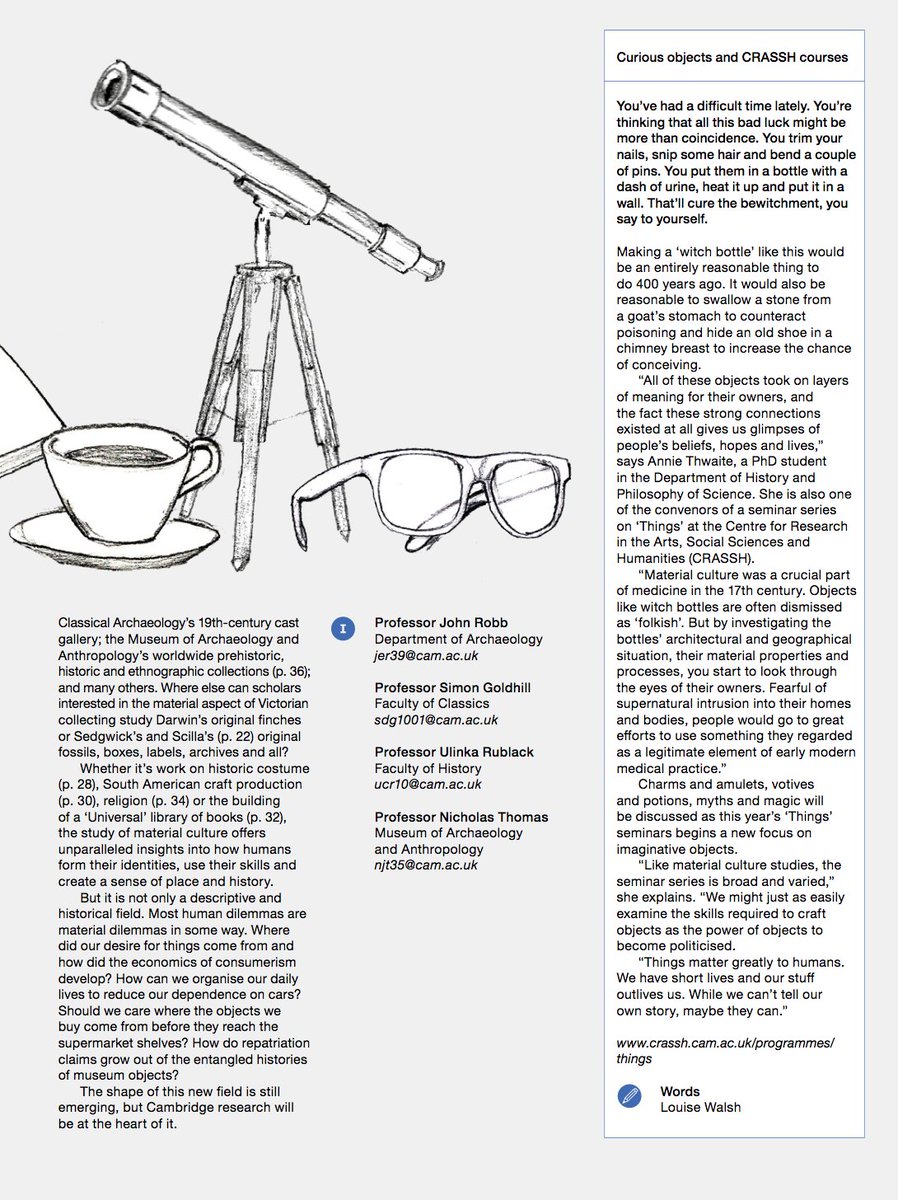 AnnieThwaite's tweet photo. Hey #twitterstorians! Check out the latest issue of @Cambridge_Uni's 'Research Horizons', which spotlights #materialculture. There's also a wonderful nod to curious objects and @CambridgeThings - https://t.co/m9FHGO6RSN https://t.co/7DKvdi3Q4X
