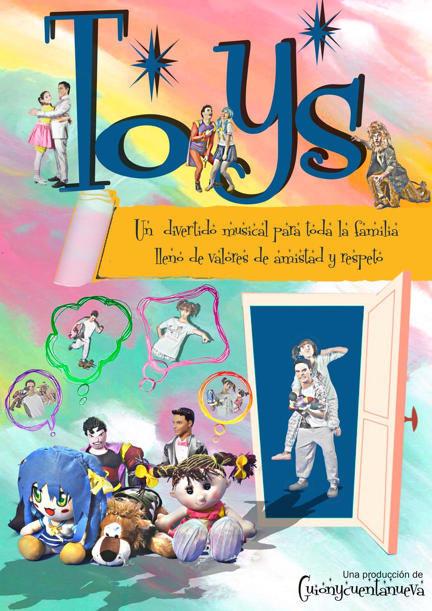 Guionycuentanue's tweet photo. ¡¡Por fin os presentamos el Cartel Oficial DE TOYS!! nuestro nuevo musical, en el que no podrás parar de reír mientras los pequeños aprenden a valorar la amistad y el respeto. Siempre con música y texto originales y un elenco de escándalo. ¿Te lo vas a perder? próximamente gira😎 https://t.co/WhqyOx6b7a