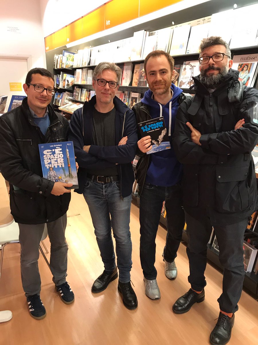 Leo_Ortolani's tweet photo. Un promemoria per Bologna: oggi alle 18:00, Feltrinelli di piazza Ravegnana. Ci sarà il secondo da sinistra. E @andreaplazzi . Venite pure che C'È SPAZIO PER TUTTI, eh? https://t.co/esTwsmcNyc
