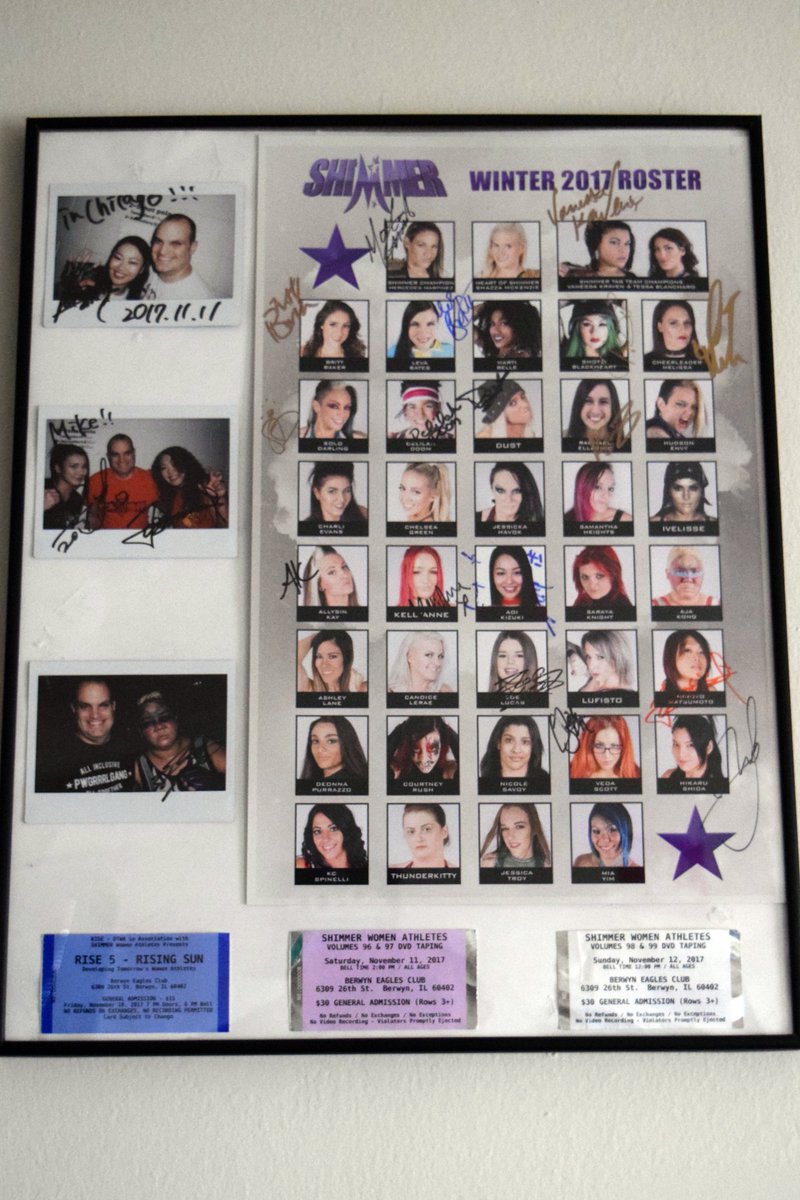 xyonmckell's tweet photo. Display of some of my great souvenirs from this past @SHIMMERwomen weekend. Thanks to everyone involved in a fantastic time.
#Shimmer96 #Shimmer97 #Shimmer98 #Shimmer99 https://t.co/vKMNzvMIrq
