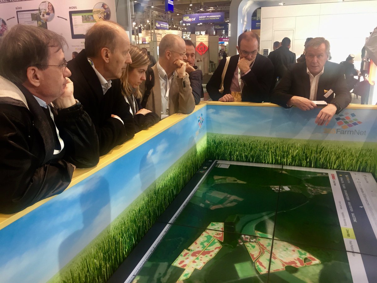 ESA_EO's tweet photo. #G20 Agriculture Chief Scientists visit #Agritechnica2017 and discover #Sentinel2 data integrated in the just released #CLAASCropView - nice example of digital service bringing space technology to farmers. https://t.co/fRLYnxQ5VM