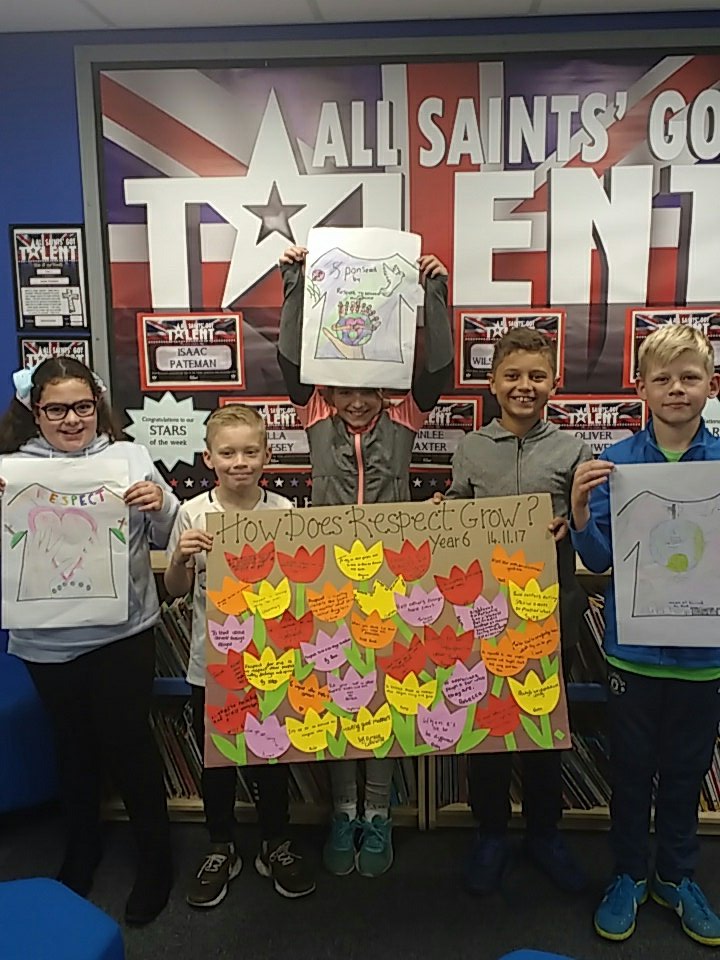 AllSaintsHwB's tweet photo. Year 6's final products for Respect, Tolerance and Acceptance Day. #proudteacher #year6 #hardworkers #assemblyready https://t.co/WAJTUC0n0a