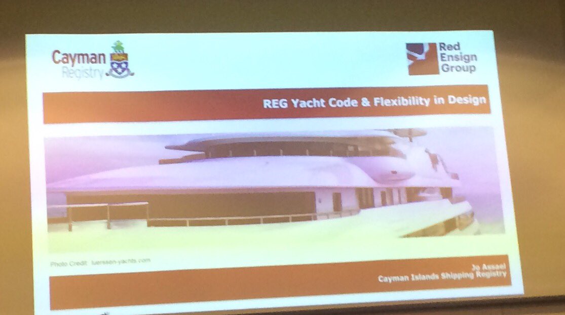 brookesbell's tweet photo. REG Yacht Code - Flexibility in Design lecture with @AssaelJo from #CaymanRegistry #TSF2017 https://t.co/SFf34aU3oS