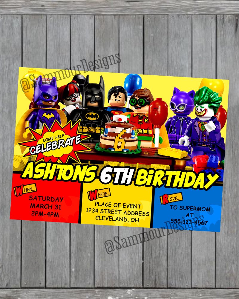 SammourDesigns's tweet photo. Excited to share the latest addition! Lego Batman Birthday Invitation - Lego Batman - Lego Batman Movie https://t.co/tFqRu1VQiw https://t.co/GbV3OY8MUv