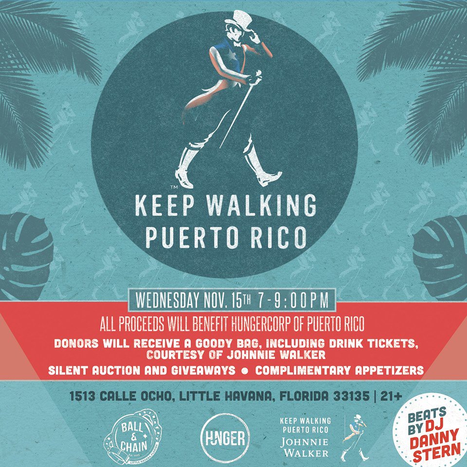 BallAndChainBar's tweet photo. TOMORROW: the #KeepWalking @JohnnieWalker #PuertoRico #fundraiserhappens 7-9pm, with all proceeds to benefit #HungerCorp. More details & RSVP: https://t.co/tiuBomRg2l. #HurricaneIrma https://t.co/J7msHmGbfi