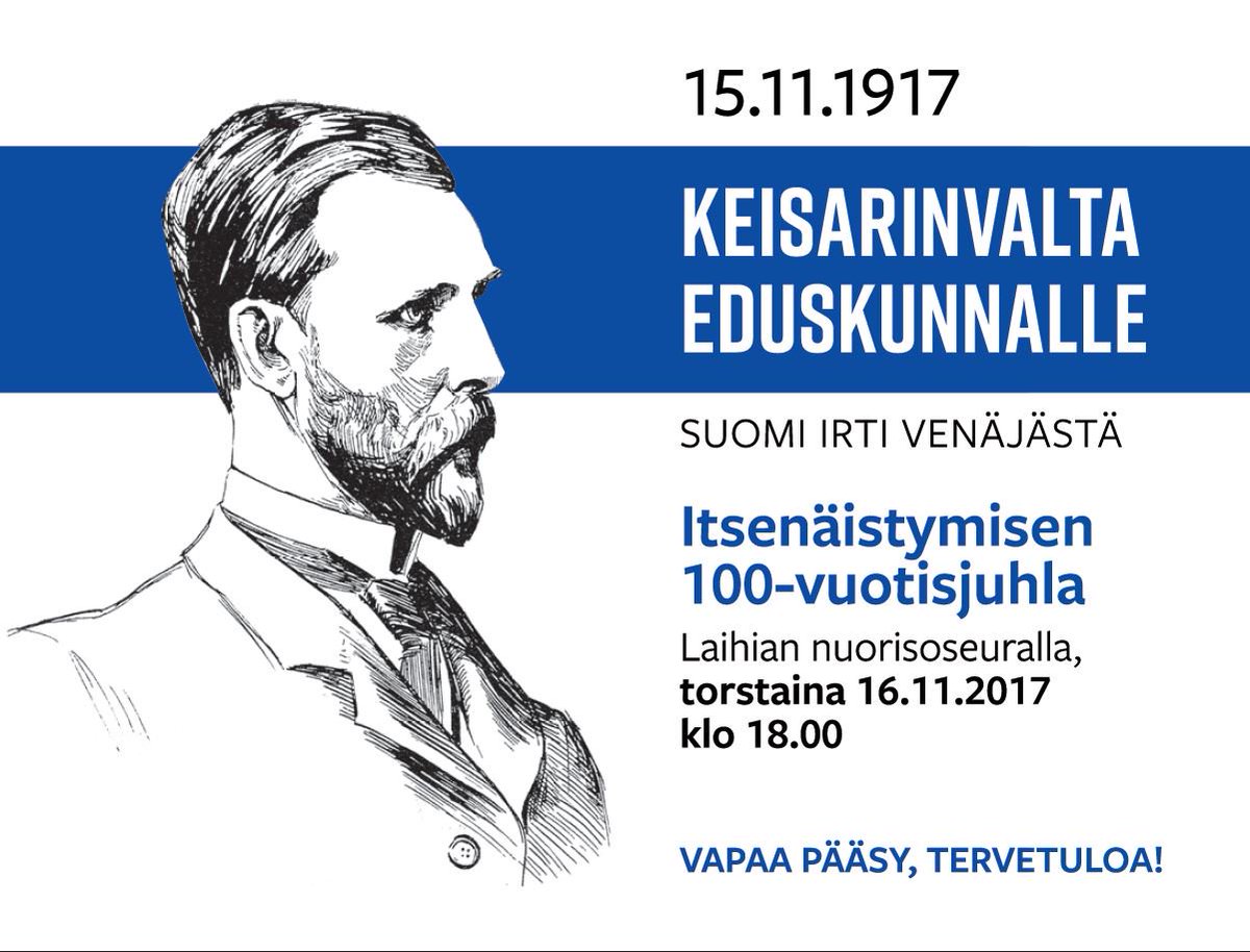 Itsenäistymisen 100-vuotisjuhla Laihian nuorisoseuralla 16.11. klo 18 vaasa.fi/uutinen/itsena… #vaasaopisto #Suomi100