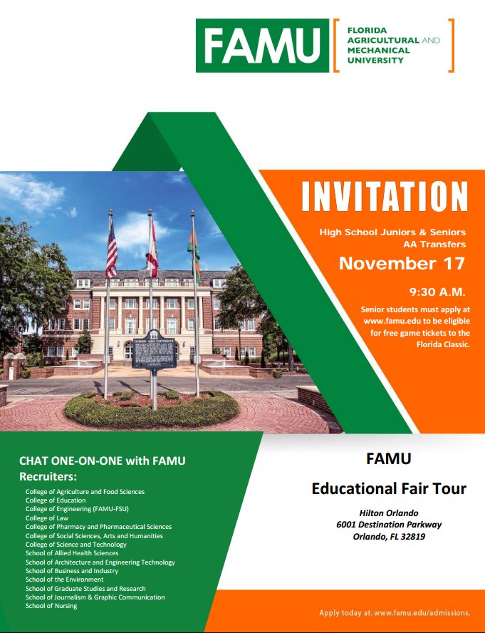 FAMUSBI's tweet photo. Happy Classic Weekend! Make sure to stop by this weekend to speak with an SBI representative. #floridaclassic #famusbi #famu2022 #famuvsbcu https://t.co/RZrejbeZQF