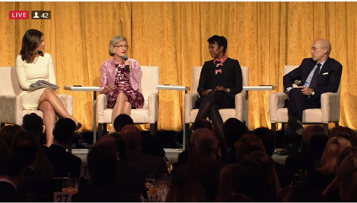 Conferenceboard's tweet photo. "If a #board encounters this behavior, it has to have zero tolerance." Panelists @MellodyHobson, Jeffrey Katzenberg, and Maggie Wilderotter take on harassment, representation at @WomensForumNY #BCC2018. Watch the live stream: https://t.co/5Sb0StExlH https://t.co/wJ56zKxrtH