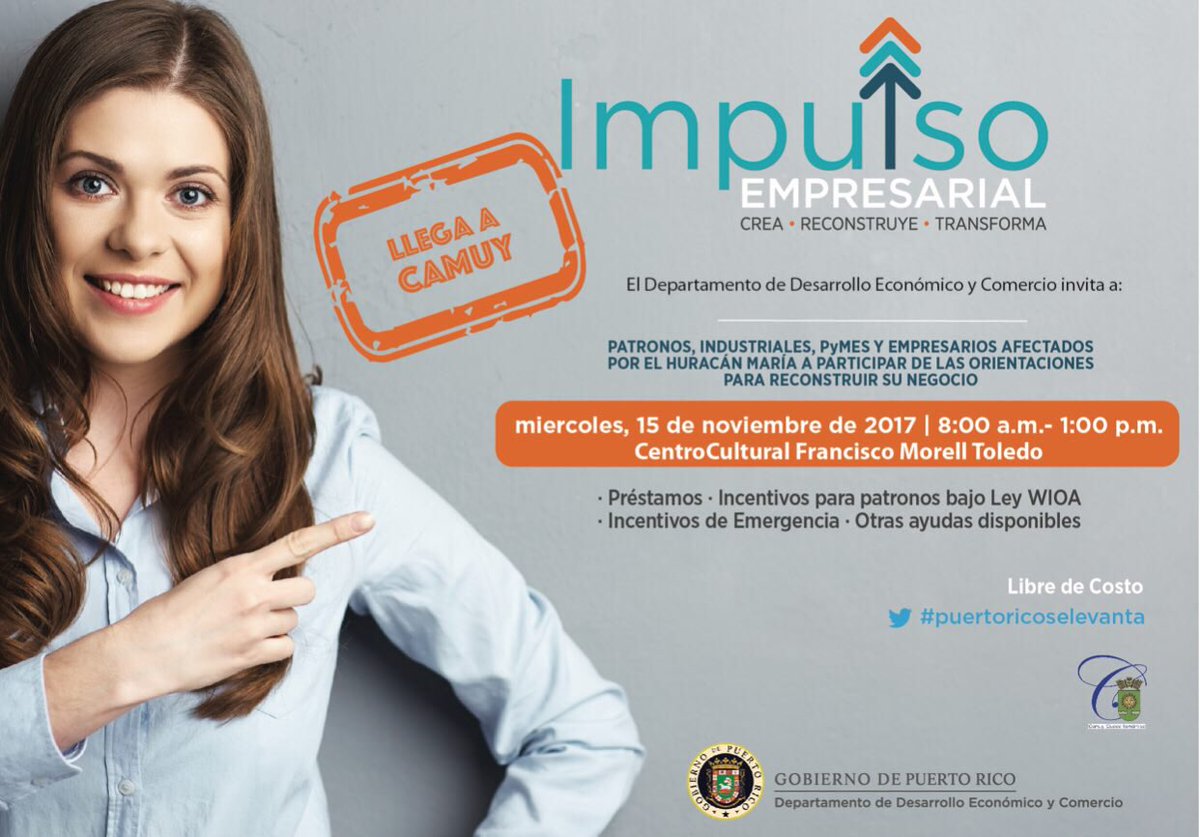 Te esperamos mañana en el próximo #ImpulsoEmpresarial en <a href="/MunicipioCamuy/">CAMUY</a> <a href="/ricardorossello/">Ricardo Rosselló</a> @manuel_aj_laboy <a href="/AlcaldeCamuy/">“Ciudad Romántica”</a> #PRSeLevanta