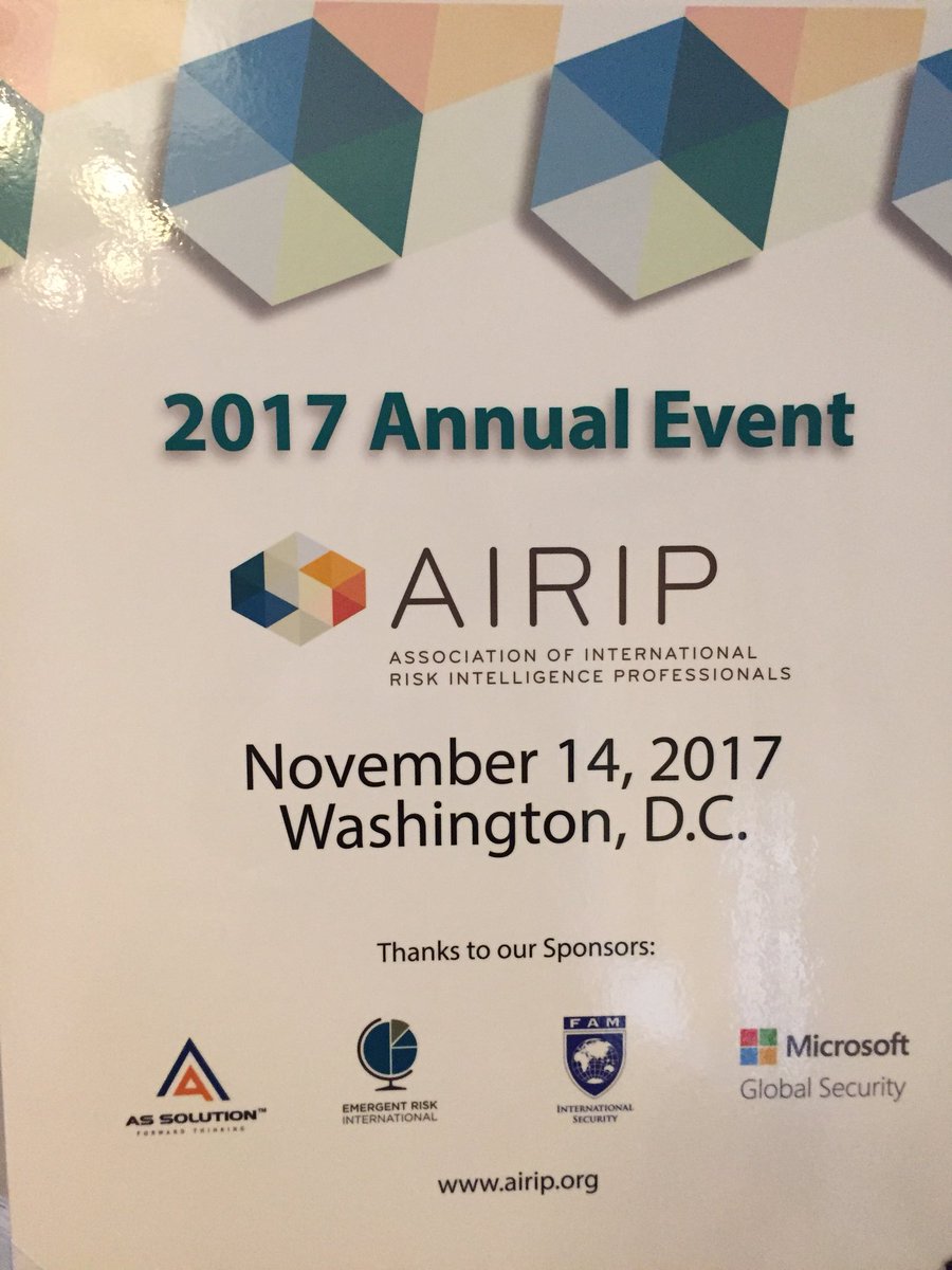 AIRIP_RiskIntel's tweet photo. Just a few minutes away from our annual event with David Lawrence of @RANEnetwork !! #OSACweek #AIRIP2017 https://t.co/bIt4vilRd6