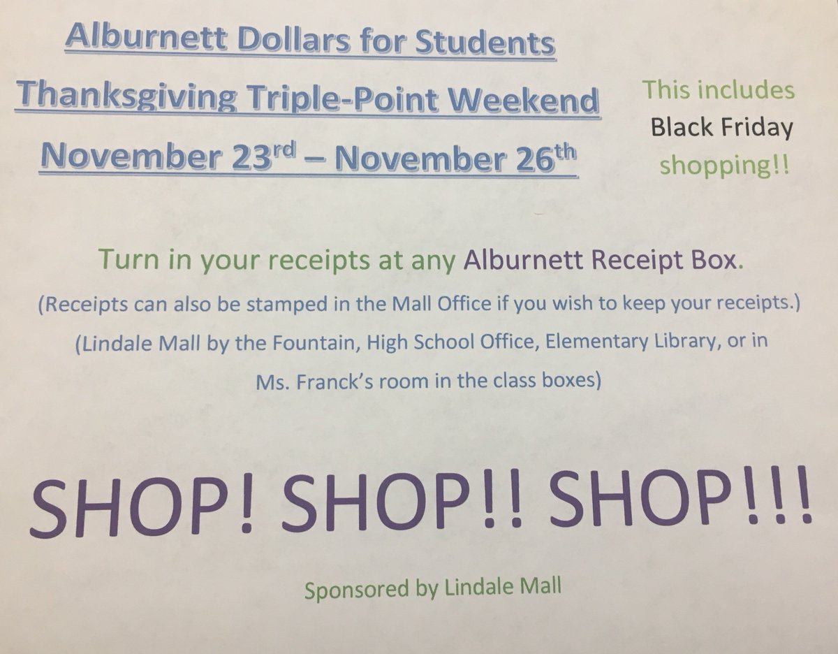 Please RETWEET this advertisement as many times as possible! To support Alburnett Dollars for Students!