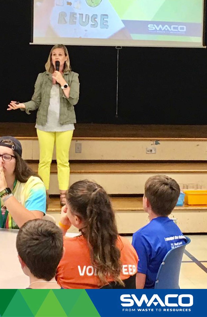 SWACOGreen's tweet photo. Teaching our next generation about the social, economic + environmental benefits of recycling builds #eco #minded #leaders for tomorrow #SWACOCares #AmericaRecyclesDay https://t.co/gNI8Fl32dw