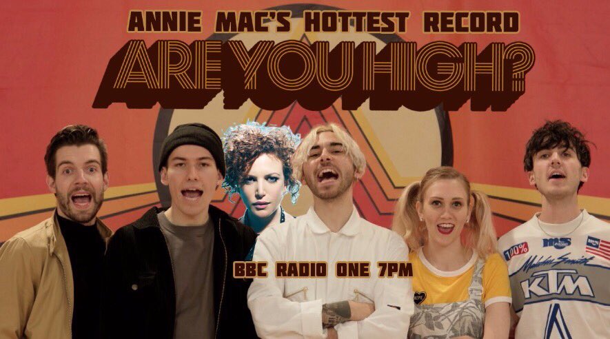 realbadsounds's tweet photo. ❤️❤️Soooo much luv 2 @AnnieMac 4 making our nu track #hottestrecordintheworld tonight #AreYouHigh? Debuts on @BBCR1 and is released @Spotify &amp; @AppleMusic at midnight https://t.co/LvLejixNb1
