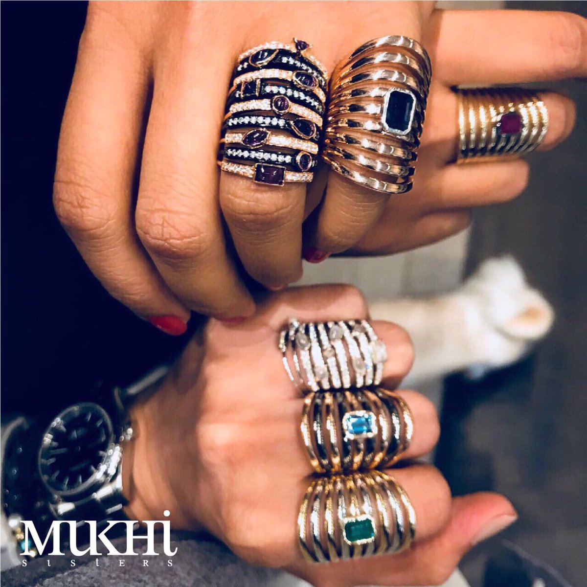 MukhiSisters's tweet photo. Our latest collection #BindingLove is now in store!
Inspiration came from #haremrings our dad offered to @mayamukhi when she was a child! #designer #finejewellery #beirut https://t.co/cUZ701HULb