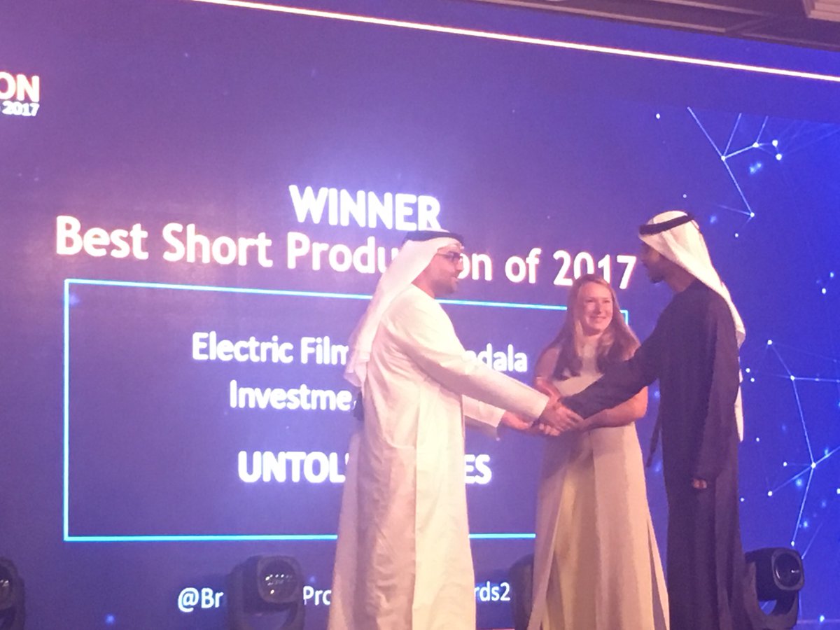 BroadcastProME's tweet photo. Winner of best short production Electric Films and Mubadala #bproawards2017 https://t.co/44Dci5iALa