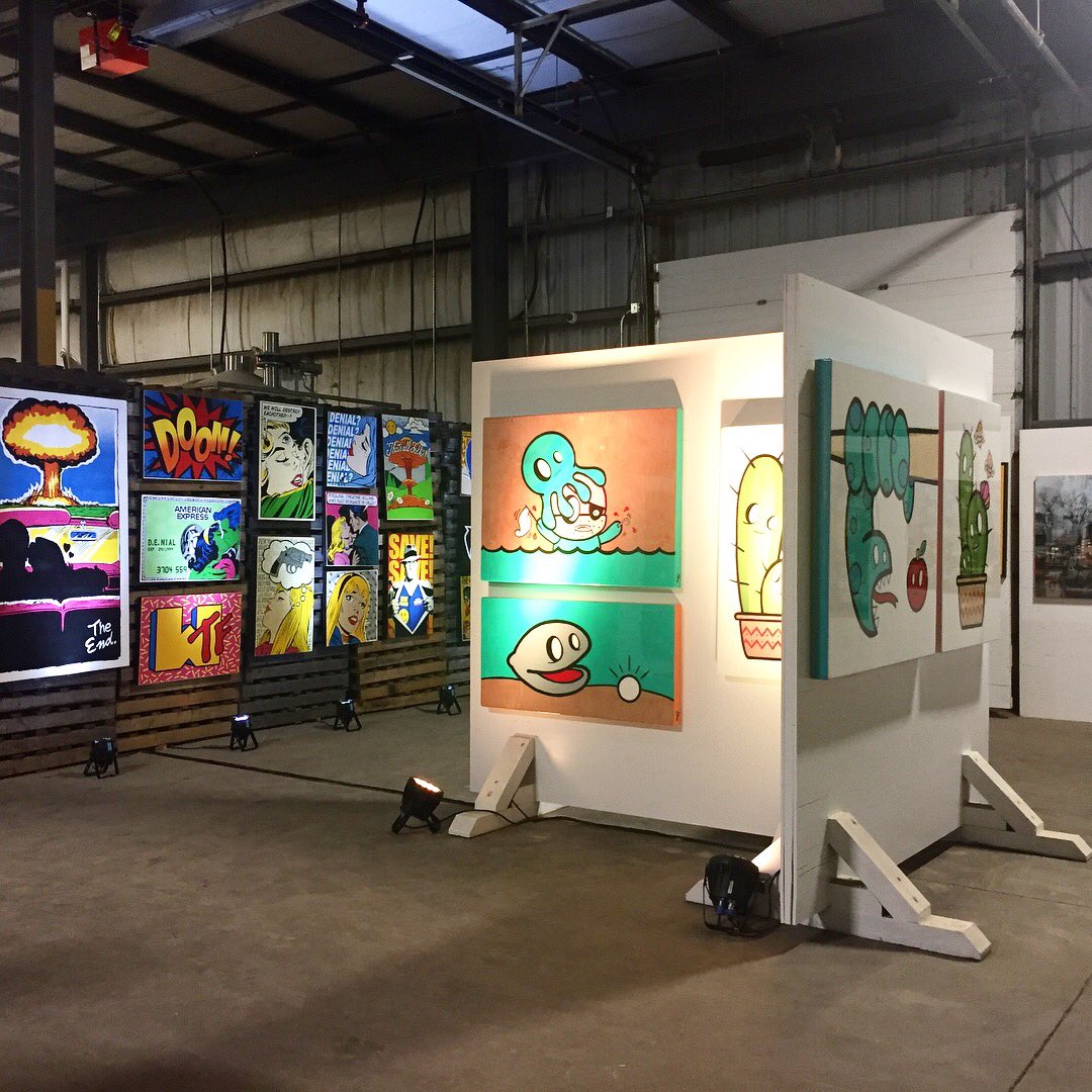 DrinkWolfhead's tweet photo. A sneak peek of our media launch at Wolfhead last night! The painting is all setup and ready for your viewing pleasure. Get your tickets now!! https://t.co/odaxWWTQce #banksy #savingbanksy #drinkwolfhead #wolfheaddistillery #wallsonfire https://t.co/KSxJLxaRx2
