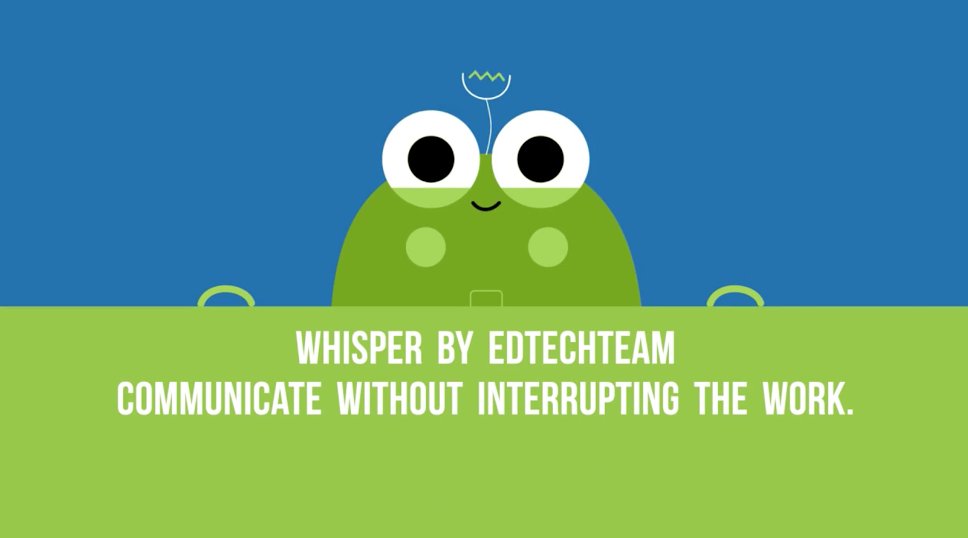 edtechteam's tweet photo. Say WHAT?! Send a message to your Ss w/out interrupting the work! Get Whisper by #EdTechTeam today! https://t.co/WHzGXnC4wL #edtechchat #edtech #gsuiteedu #googleedu https://t.co/SxphCpdJZ2