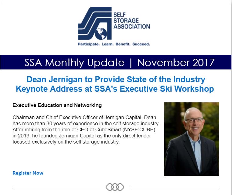 SelfStorageAssn's tweet photo. The SSA Monthly Update is out! https://t.co/9nNQ38TgQV #selfstorage #veterans #SSASki18 @deanjernigan https://t.co/Nq52XiWVS9