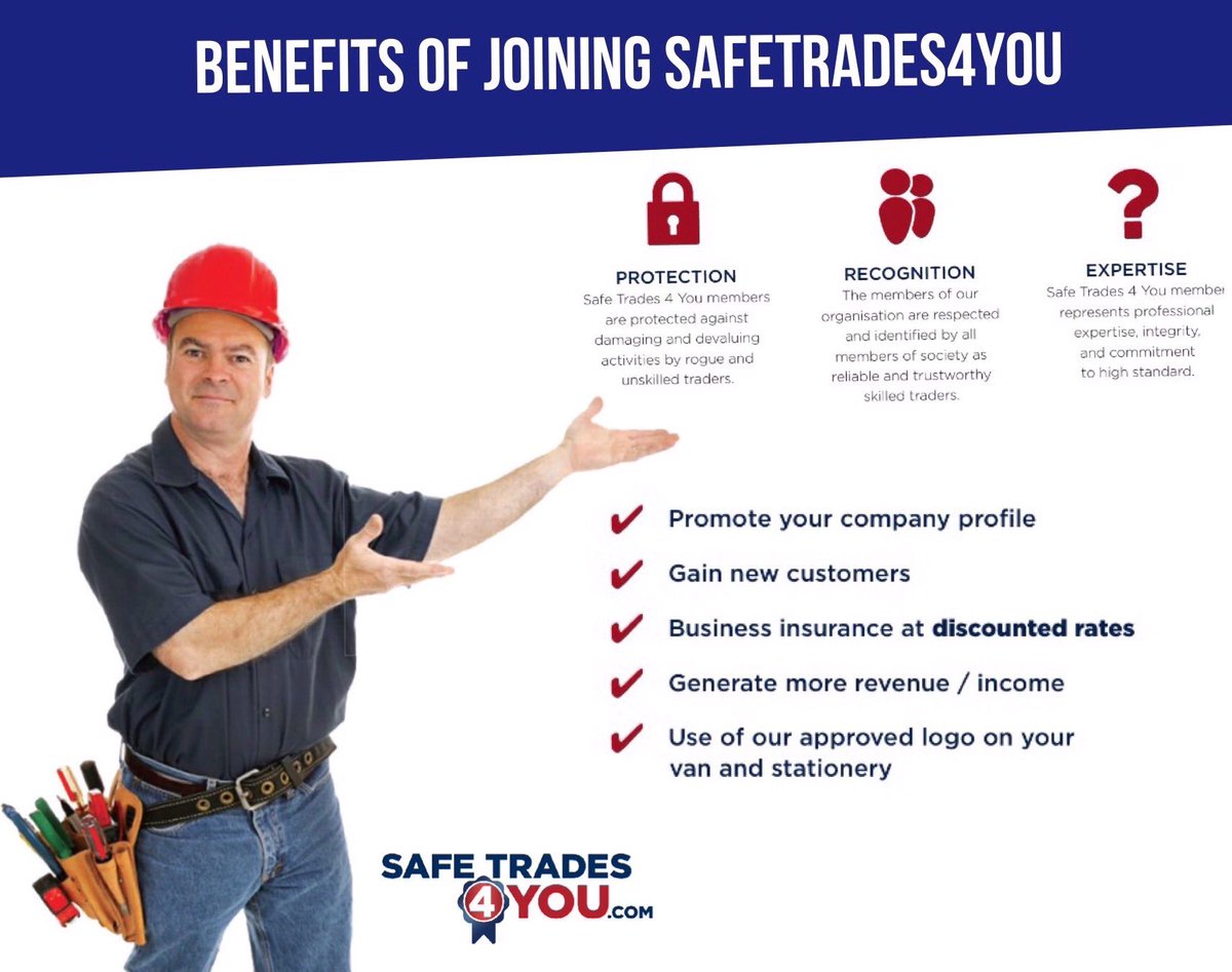safetrades4you's tweet photo. Become a TRUSTWORTHY SAFETRADES4YOU ACCREDITED MEMBER from ยฃ147 a year including a DBS CRIMINAL RECORD CHECK #accreditation #st4y https://t.co/VQhjaJhPut