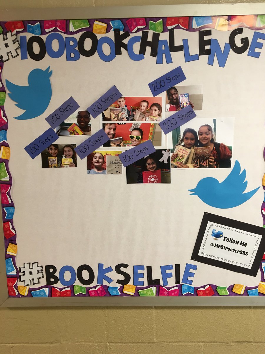 MrStroeverTFMS's tweet photo. Our wall keeps growing! Remember to come see me in room 337 once you’ve hit a new folder! #100bookchallenge #bookselfie @PantherPrideSRS https://t.co/mQIKQXbZr3