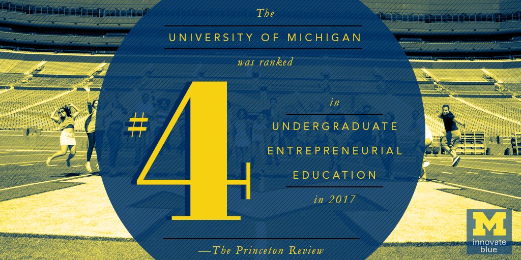 InnovateBlue's tweet photo. The University of Michigan made the TOP TEN in undergraduate entrepreneurial education and was ranked #4 by @ThePrincetonRev! Here’s the entire list: https://t.co/oMGnvdldEv #GoBlue https://t.co/ovqm53iR1Y