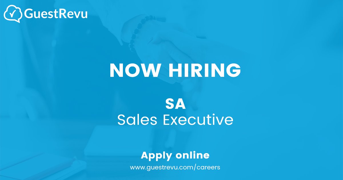 guestrevu's tweet photo. Want to work for a dynamic, growing company? Have experience in sales? GuestRevu is looking for a Sales Executive to work from our Port Alfred office. 
For more info, visit https://t.co/ctIIlH5tU7 https://t.co/F5VGE6CBNc
