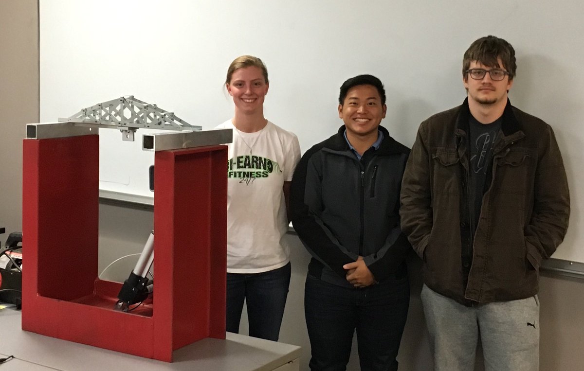 DalbersDavid's tweet photo. @uarkmecheng students testing their steel bridges in Mechanics of Materials https://t.co/nPfJ3Jv9Mr