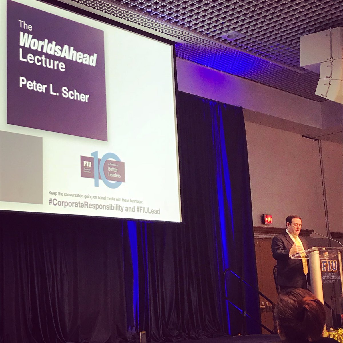 GFLAlliance's tweet photo. “The business community has to play an active role [in solving #skillsgap issues].”   
Thank you @jpmorgan @Chase 
for having us at the Worlds Ahead Lecture by Peter L. Scher #CorporateResponsibility #FIULead #GFLWorks https://t.co/X168Dp3drS