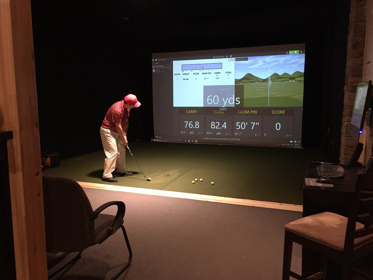 GolfersAcademy's tweet photo. One of our new members working on his new practice routine. Hit balls for 30 minutes the train his short game on #TestCentre #trackmancombine #betterwaytopractice #trainpracticeplay #trackmanperformance #nooffseason #indoorgolf #handicapyourpractice https://t.co/K5vvH28WUa
