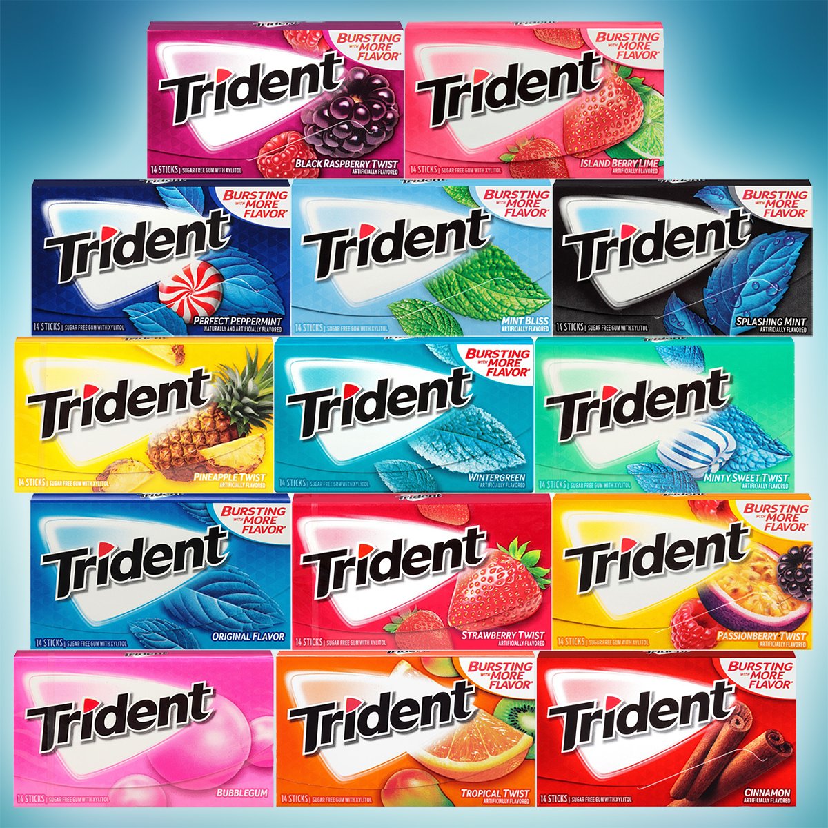 AmericanSweets's tweet photo. Trident Sugar-Free gums have landed from the US🇺🇸, and are in stock online now! 14 delicious flavours to choose from! 😍 https://t.co/CKIRGlyn7D  @tridentgum https://t.co/nbhyJI9Qws