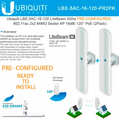 FlytecCompUSA's tweet photo. Ubiquiti LBE-5AC-16-120 PRE-CONFIGURED 5GHz LiteBeam AC 11ac 16dBi PoE (2 PACK)
https://t.co/aKULNs8DFb
#ubiquiti #preconfig #preconfigured #Litebeam #2pack #deals #technology #tech #technology #IT #BigData #cloud #Data #security #ITsecurity #techworld #TNET2017 #TechNews #fl https://t.co/tnOR9uJ7A2