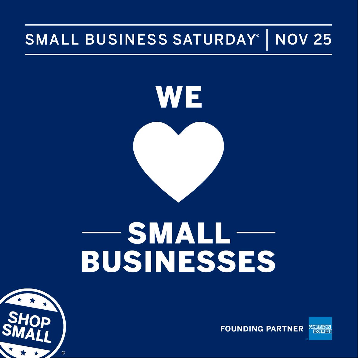 Today is Small Business Saturday! When we all 
#ShopSmall, we support the small businesses that 
unite our communities. #SmallBizSat