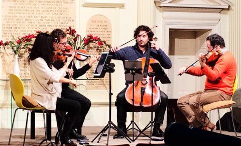 HamArtsFest's tweet photo. A few photos from the sensational @BelceaQuartet who performed an extraordinary programme @HamArtsFest last night. #HAF2017 #Newmusic #Newideas #Quartet https://t.co/n7w1hPiIjJ
