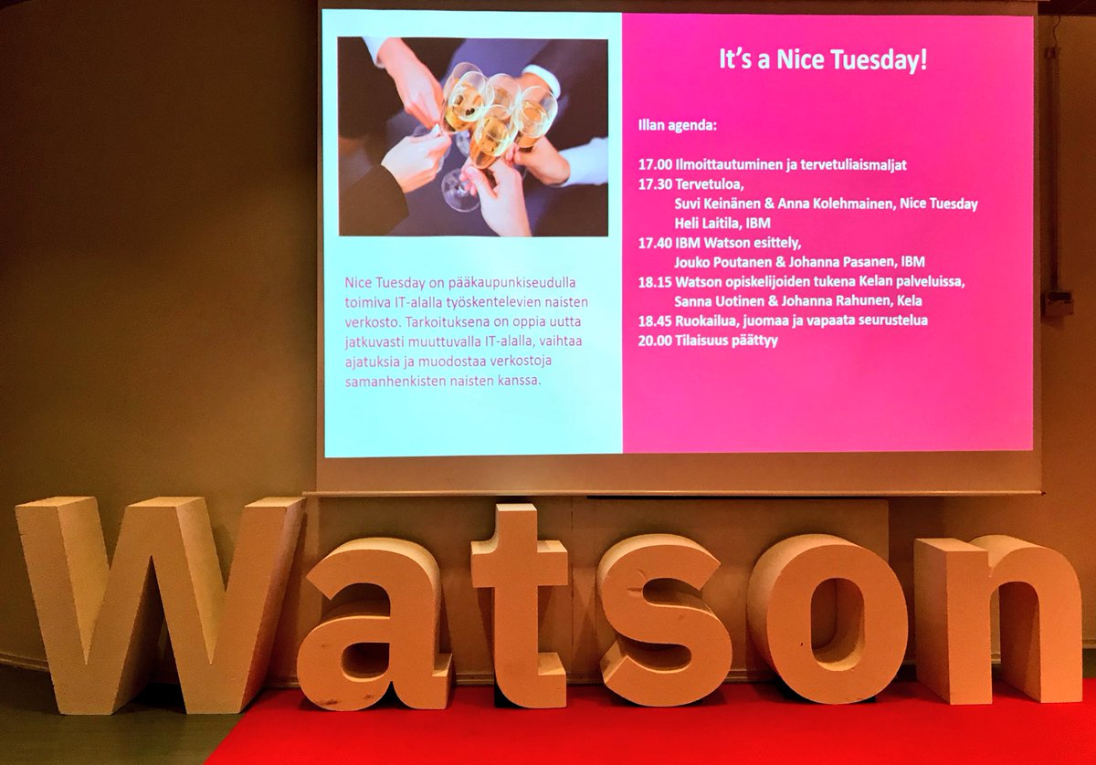 petrasi's tweet photo. It’s a #NiceTuesday! Tänäänkin agendalla Watson. #tekoäly https://t.co/2iVm7aUhjq
