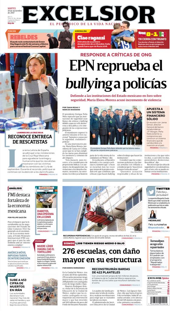 tlacaelelmex's tweet photo. Primeras Planas 14/11/2017   https://t.co/BJ6BjNk6QB https://t.co/HWGoCrqaUW