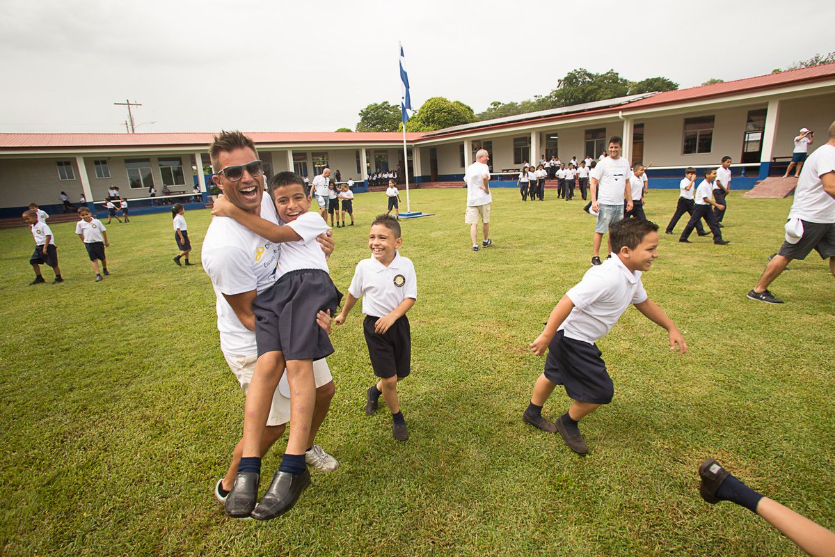 Lyconet_EU's tweet photo. The Lyconet Presidents visited the Lyoness Escuela dedicated to one of their own: Mario Oreggia. Heart-warming moments occurred when the #presidentsteam met the local pupils in Honduras! Especially after the common soccer game the presidents made friends for life! #lyconetmoments https://t.co/A1KiTVowpt