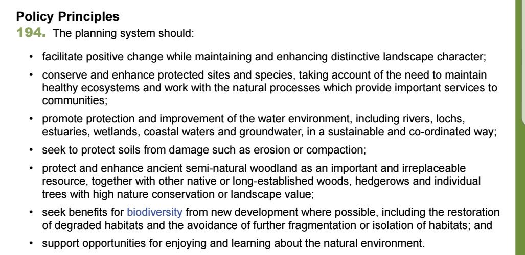 JonnyEcology's tweet photo. Thankfully Scottish Government has made international and national commitments under the #SDGs, @RamsarConv, @CBDNews and their own Planning Policy (photo) to protect protected sites like #CoulLinks.
So can't imagine any SNP MSP would renege on these. https://t.co/hCb0cJB0un