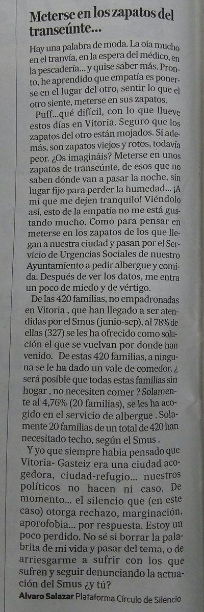 laikoak's tweet photo. ...en los zapatos de un transeúnte. 

De @CirculosGasteiz 

#SeRefugio https://t.co/BTTwvpCyOb