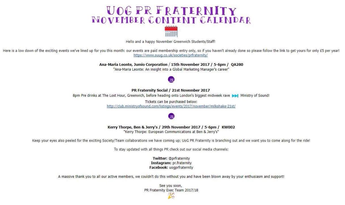 The PR Fraternity have had amazing Guest Speakers already this year including <a href="/ezriel/">Efe Kockesen</a> and @capbyrn, with <a href="/AnamariaLeonte/">Ana-Maria Leonte</a> tomorrow! For our PAID members, we have introduced a ‘Monthly Content Calender’, preview this months below⬇️ link to membership: suug.co.uk/societies/prfr…